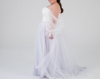 Gaia - tulle multiway wedding dress / corset tulle gown / corset bridal gown / tulle wedding dress / unique off the shoulder wedding dress