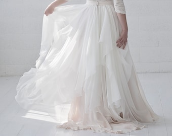 Maegan - chiffon bridal skirt / lightweight bridal skirt / bohemian bridal skirt / layered color bridal skirt / airy and light wedding skirt