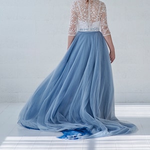 Maris - convertible bridal overskirt / two colors in one bridal overskirt / detachable bridal overskirt / light blue and dark blue skirt