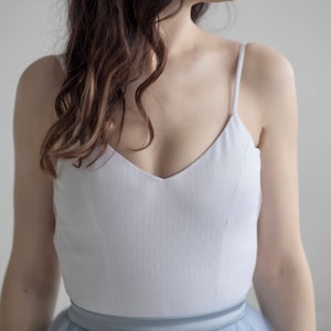 Nora - swiss dotted bridal bodysuit / ballerina inspired top / open back bridal top / open back wedding top / v neck bridal top / backless