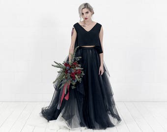 Lilith - alternative wedding dress / black bridal gown / gothic bride wedding dress / custom color gown / dark colors wedding dress