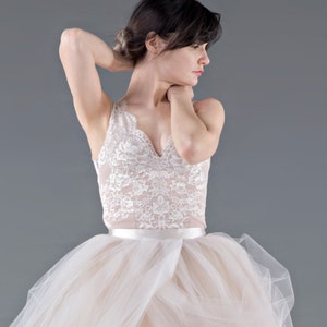 Catherine - bridal lace top / bridal top / lace top / ivory cream top / wedding top / bridal separates