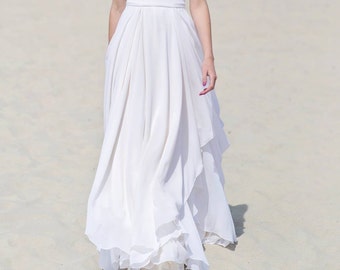 Eirene - layered and draped bridal chiffon skirt