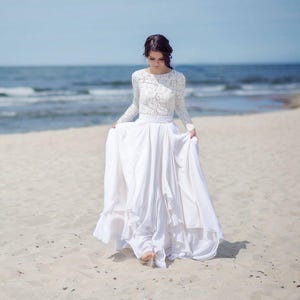 Eirene modest wedding dress / simple wedding dress / bridal separates / two piece wedding dress / winter wedding dress image 1
