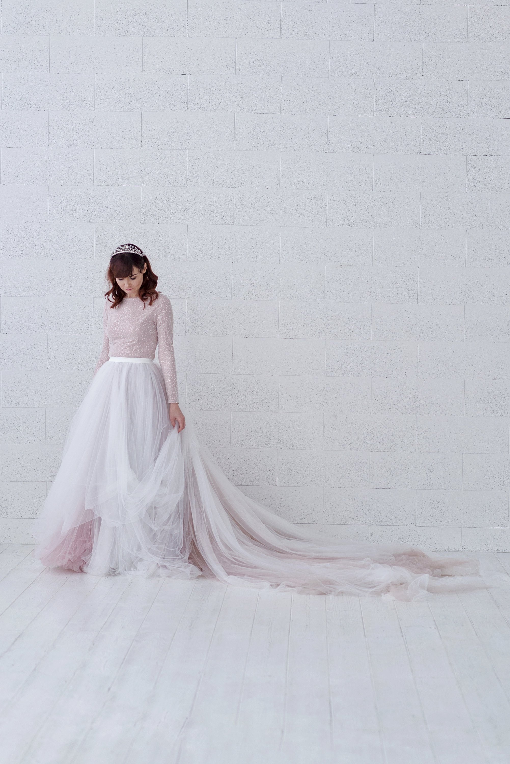 Raina Ombre Tulle Wedding Dress Beaded Wedding Dress Sparkly
