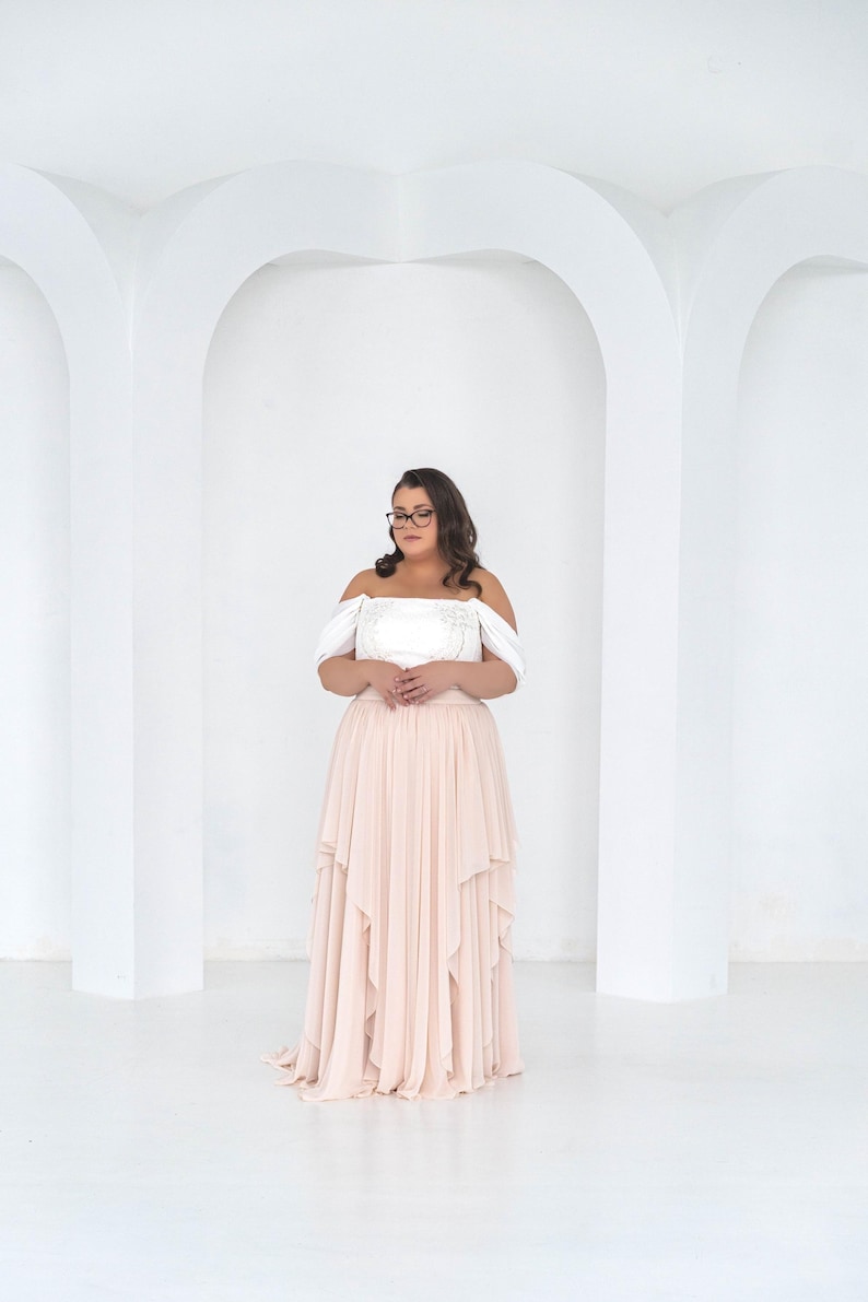 Delphine - bridal chiffon skirt / asymmetrical hemline skirt / flowing chiffon wedding skirt / layered chiffon bridal skirt image 1