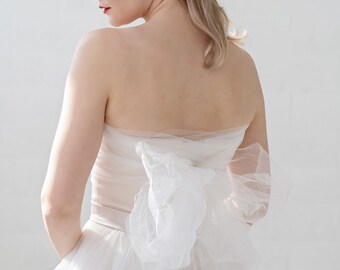 Gaia - bridal corset top with additional removable pieces / off the  shoulders bridal top / sweetheart satin corset top / tulle corset