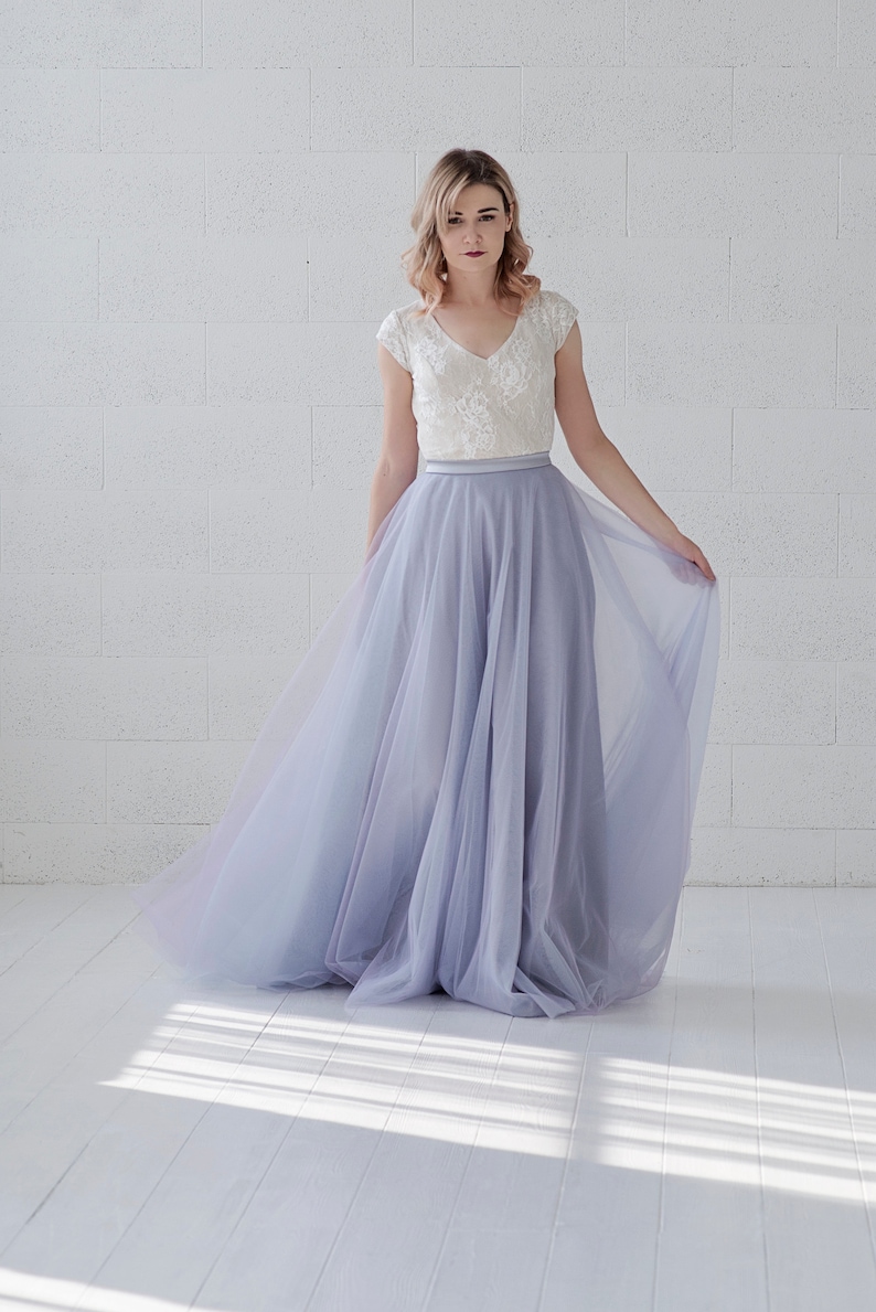 Morgana lavender and blue wedding dress / minimalist bride bridal gown / unique bridal separates / lavender wedding dress / elopement gown image 6