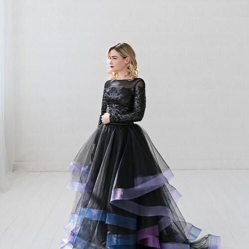 Borealis Tulle Gown With Horsehair Braids / Black or Ivory Etsy