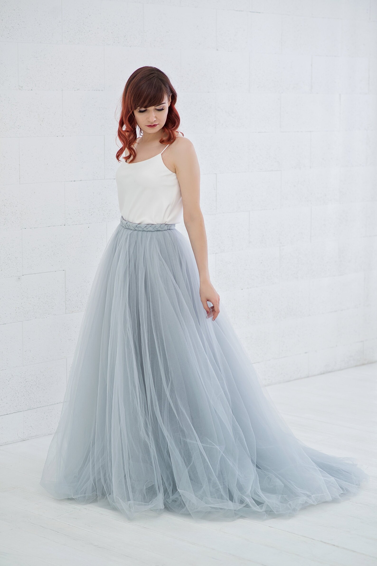 Cora - Grey Blue Tulle Wedding Skirt / Custom Hand Dyed Tulle Skirt Cora - Grey Blue Tulle Wedding Skirt / Custom Hand Dyed Tulle Skirt