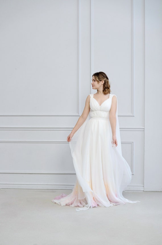 Unusual Draped White Satin Long Evening Ball Gown - VQ