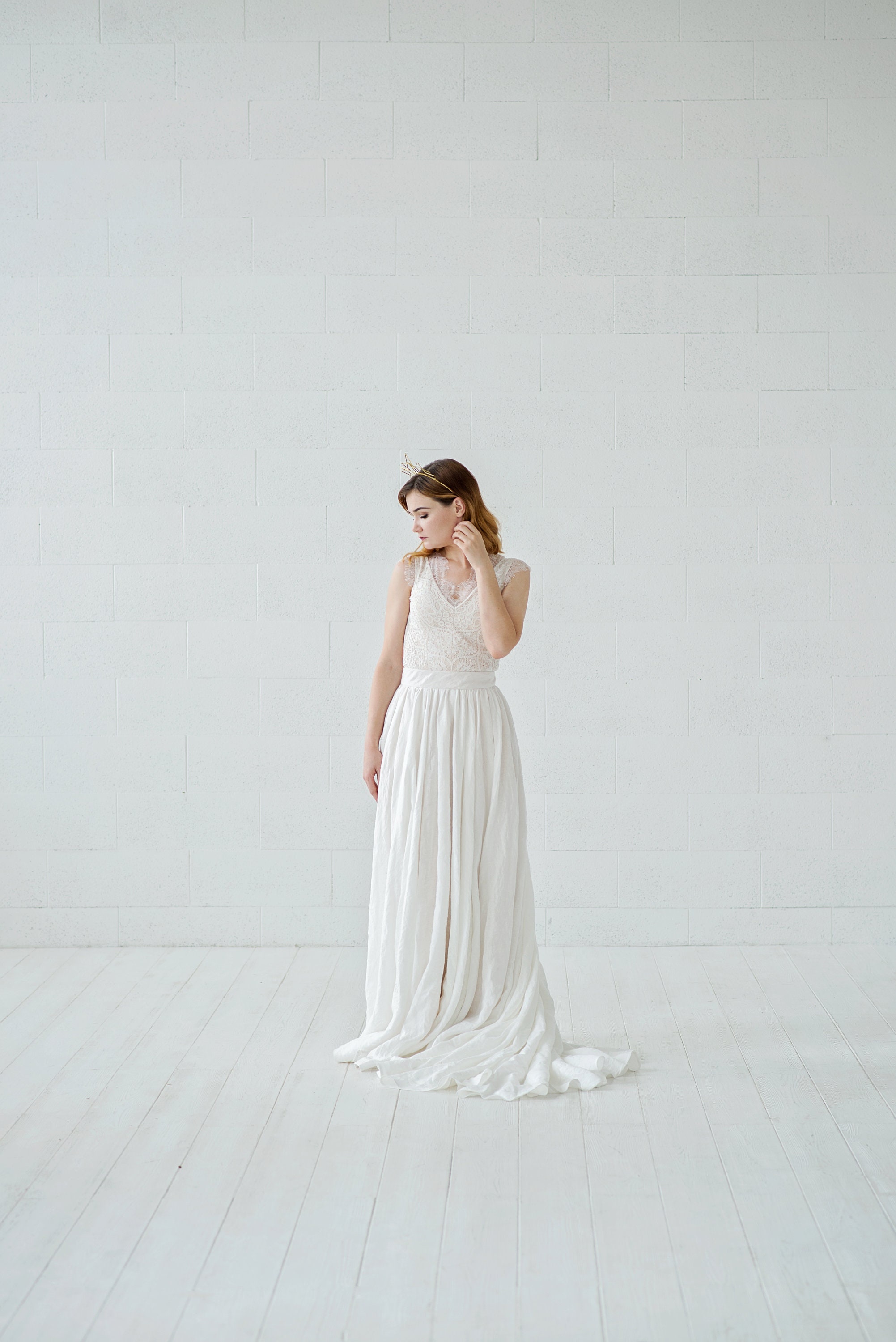 linen hippie wedding dress