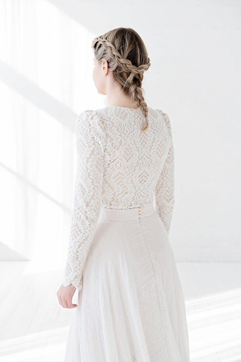 Olivia - cotton and linen wedding dress / rustic wedding dress / barn wedding dress / country bride / linen bridal down / eco wedding dress image 9