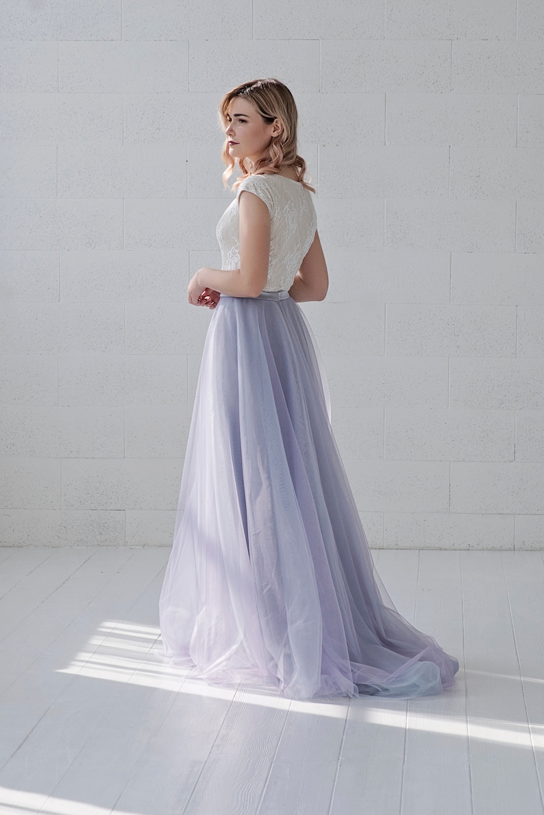 Morgana lavender and blue wedding dress / minimalist bride bridal gown / unique bridal separates / lavender wedding dress / elopement gown image 5