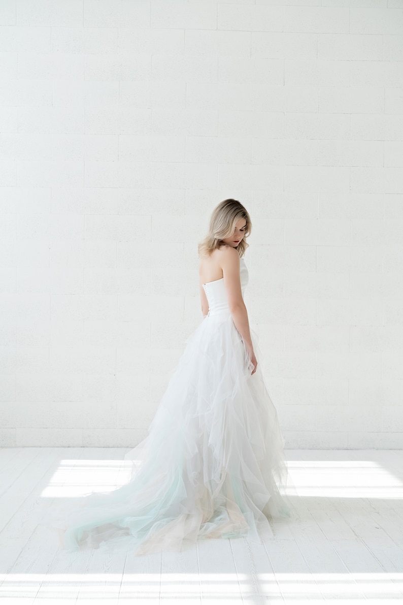 Nayeli - ombre bridal skirt / ombre wedding skirt / unique wedding skirt / colorful bridal skirt / ruffled bridal skirt watercolor design image 7