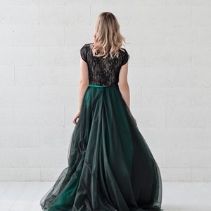 Morgana alter ego emerald and black wedding dress / alternative bride bridal gown / forest green wedding gown / dark green wedding dress image 3