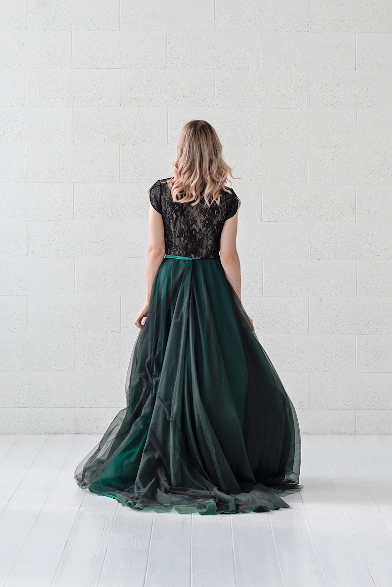 Morgana alter ego emerald and black wedding dress / alternative bride bridal gown / forest green wedding gown / dark green wedding dress image 3