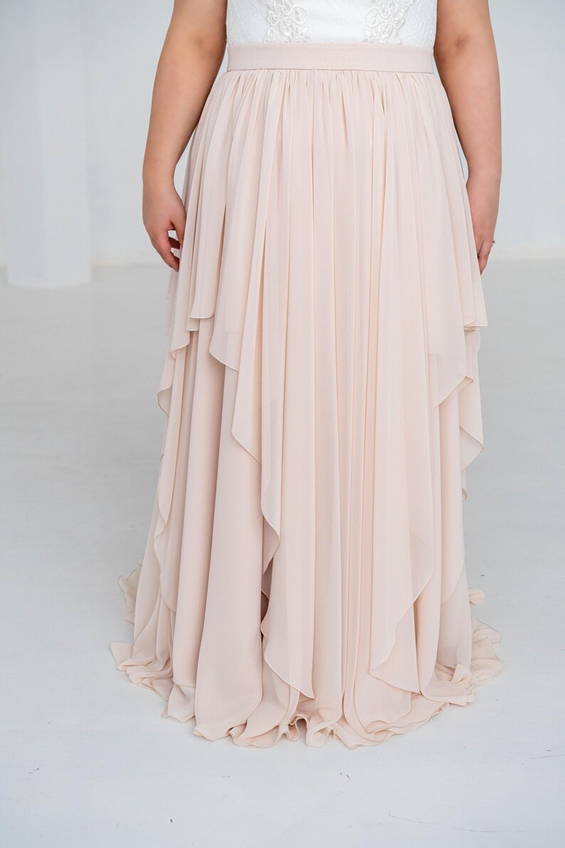 Delphine - bridal chiffon skirt / asymmetrical hemline skirt / flowing chiffon wedding skirt / layered chiffon bridal skirt image 4