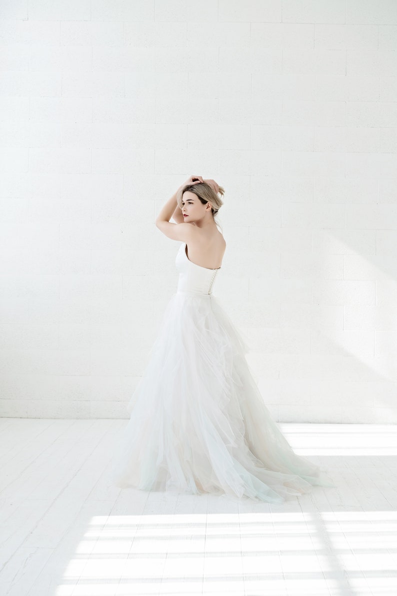 Nayeli - ombre bridal skirt / ombre wedding skirt / unique wedding skirt / colorful bridal skirt / ruffled bridal skirt watercolor design image 4
