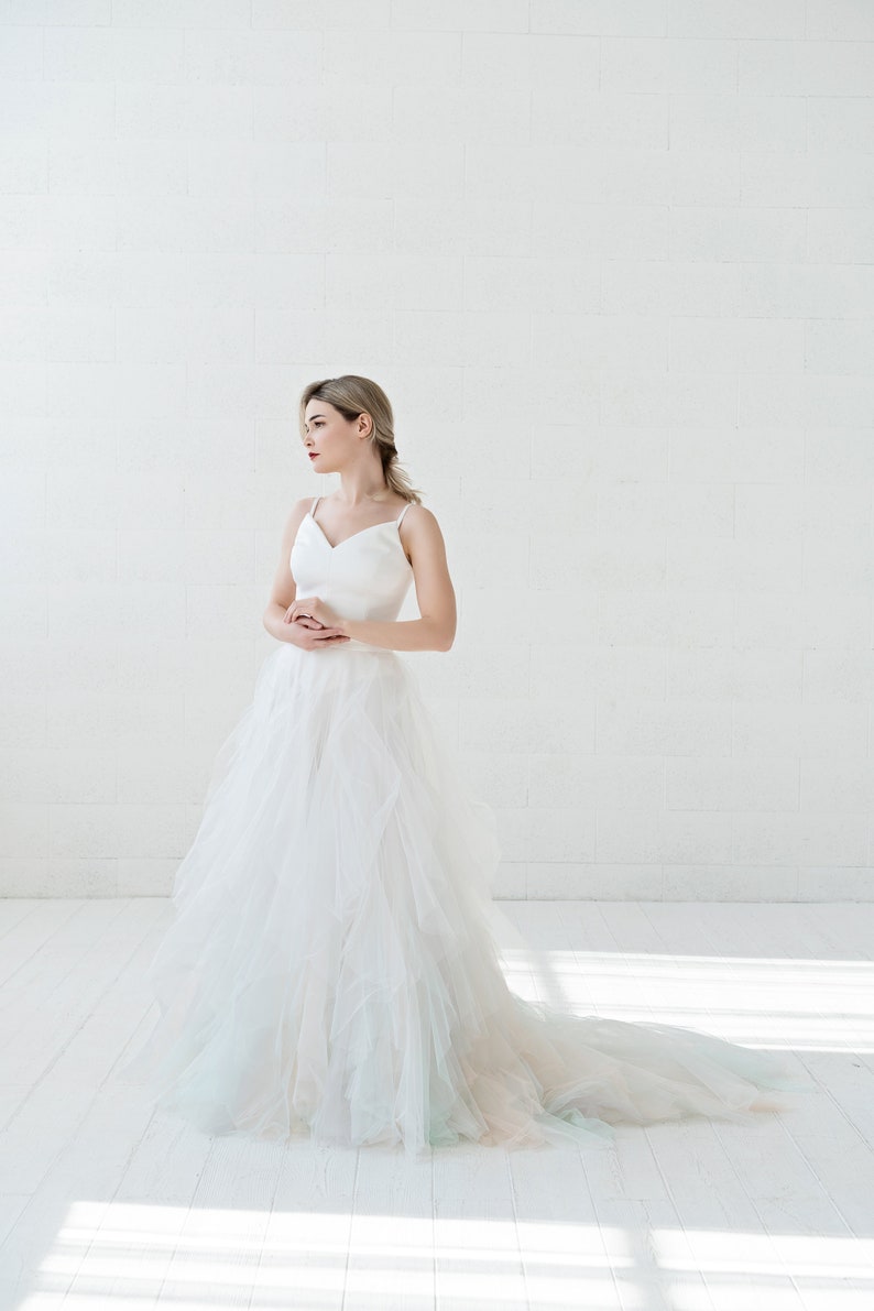 Nayeli - ombre bridal skirt / ombre wedding skirt / unique wedding skirt / colorful bridal skirt / ruffled bridal skirt watercolor design As pictured 2