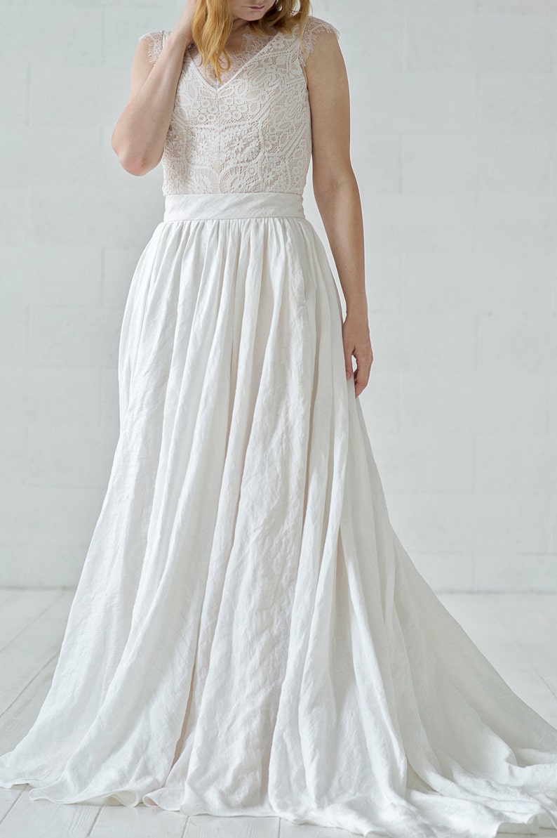 Rhea linen wedding skirt / barn wedding style skirt / natural bridal skirt / bohemian wedding skirt / boho bridal skirt with pockets image 7