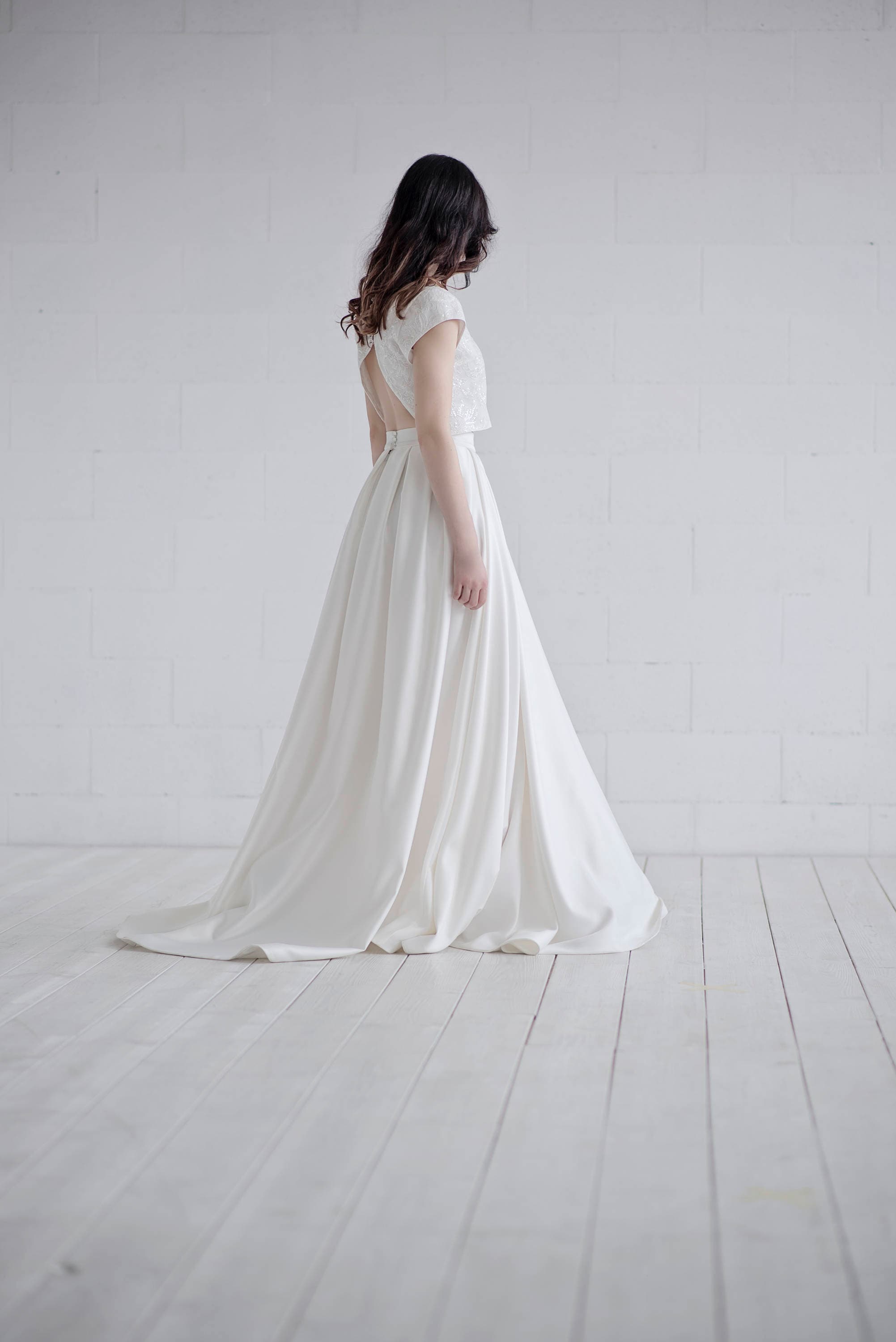Ivory crop top top wedding