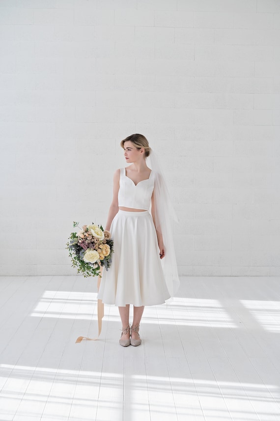 Josephine - tea length bridal skirt / pin up bridal skirt / rockabilly bridal skirt / 50s wedding skirt / short White or ivory bridal skirt