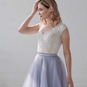Morgana lavender and blue wedding dress / minimalist bride bridal gown / unique bridal separates / lavender wedding dress / elopement gown image 7