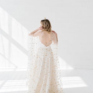 Estelle - celestial wedding skirt / bridal skirt with silver and gold sequin stars / unique wedding skirt in cream star tulle image 2