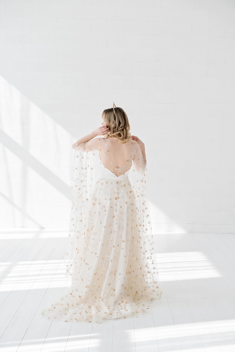 Weddings Category Winner: Etsy Design Awards 2020 Estelle celestial wedding dress / bridal gown with silver and gold sequin stars image 8