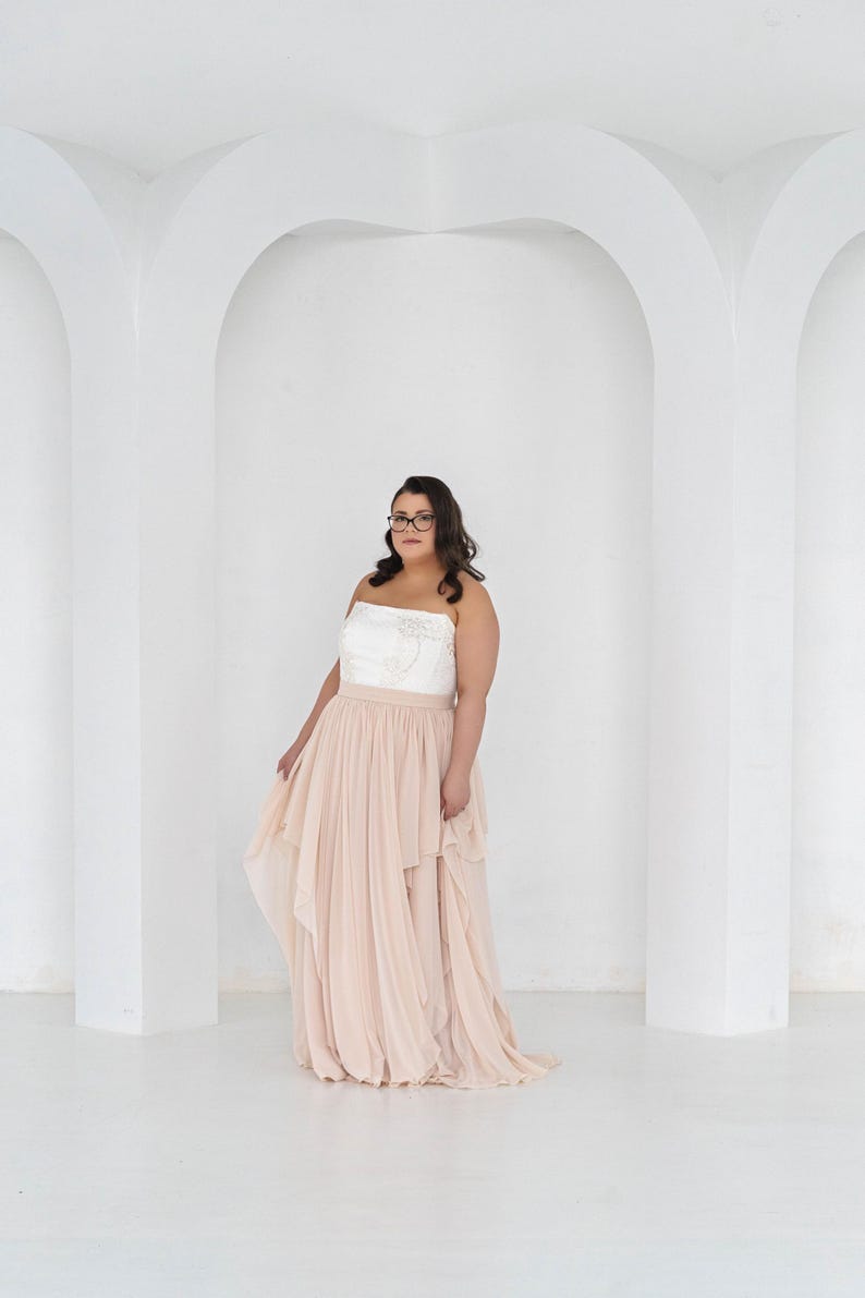 Delphine - bridal chiffon skirt / asymmetrical hemline skirt / flowing chiffon wedding skirt / layered chiffon bridal skirt image 3