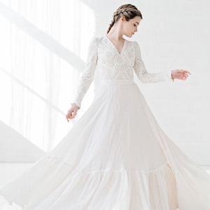 Olivia - cotton and linen wedding dress / rustic wedding dress / barn wedding dress / country bride / linen bridal down / eco wedding dress image 6