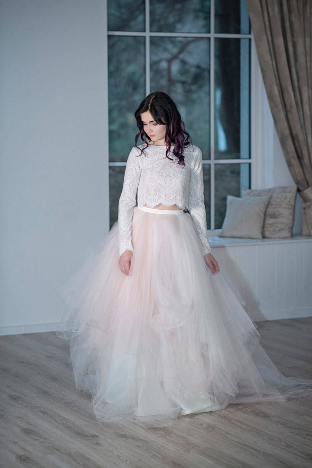 READY TO SHIP tulle wedding skirt / bridal tulle skirt / blush bridal
