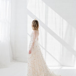Estelle - celestial wedding skirt / bridal skirt with silver and gold sequin stars / unique wedding skirt in cream star tulle image 5