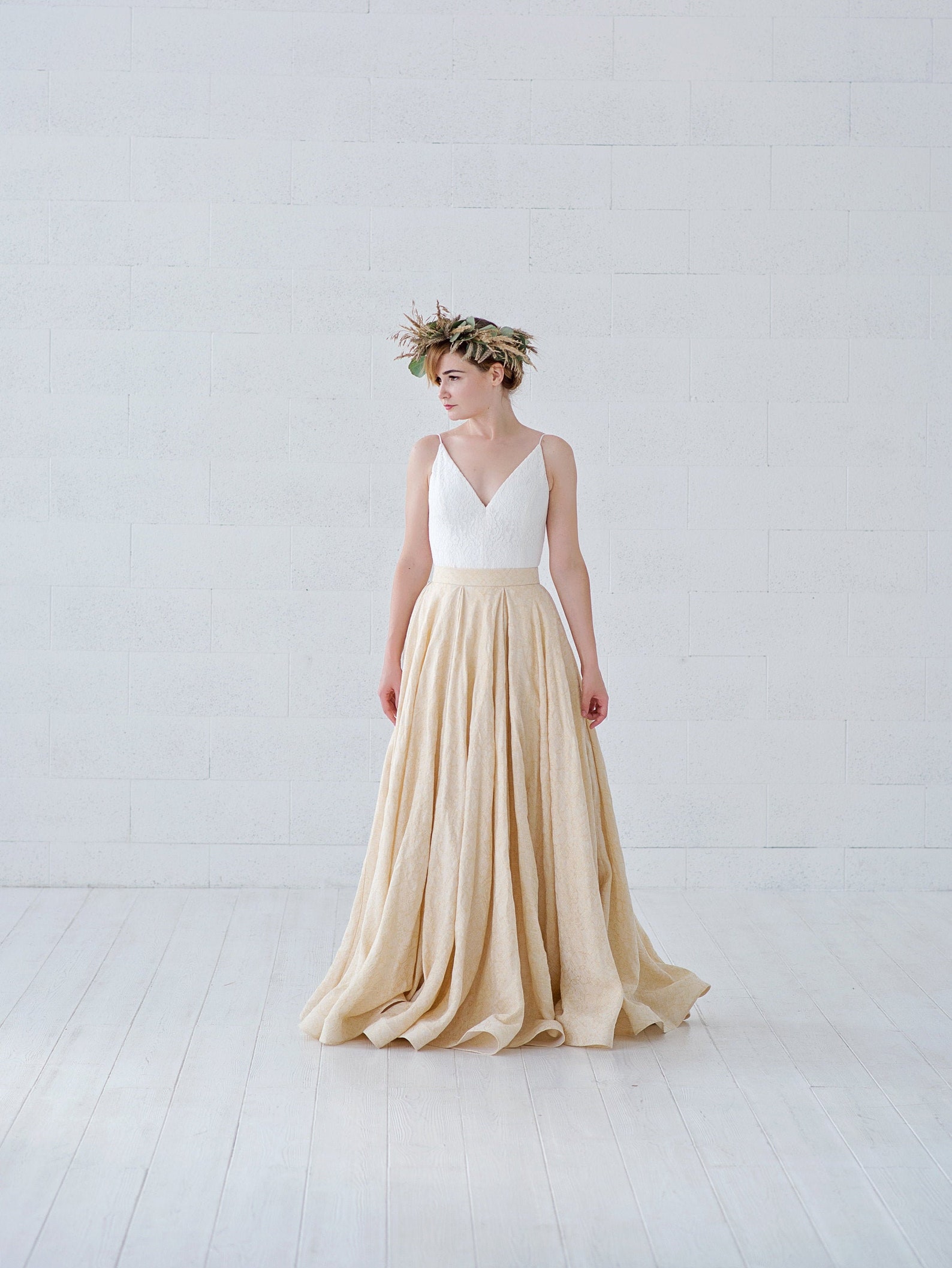 Trifecta gold draped skirt