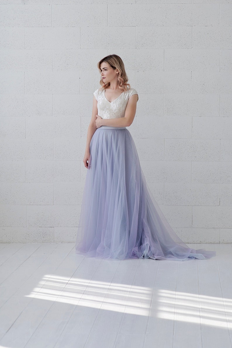 Morgana lavender and blue wedding dress / minimalist bride bridal gown / unique bridal separates / lavender wedding dress / elopement gown Lavender fields