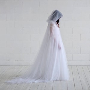 Ethereal capa de novia / capa de boda / capa de novia / capa de novia de tul / capa de boda / cubierta de novia única / alternativa de velo imagen 6