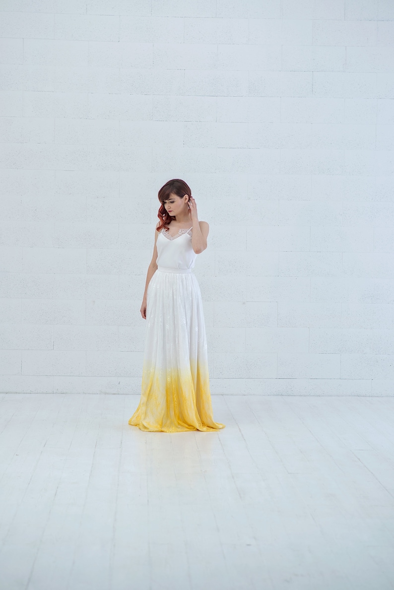 Linnea Lace Boho Wedding Dress Marigold Or Custom Ombre Wedding Dress Beach Wedding Dress Bohemian Bridal Gown Lace Wedding Dress