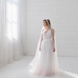 Helene very romantic bridal tulle skirt with a subtle dip dyed ombre bottom / touch of color wedding skirt / softest tulle wedding skirt image 7