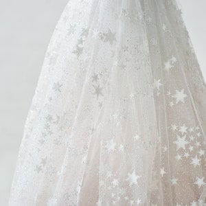 Celeste bridal overskirt with stars / celestial overskirt / detachable bridal train / detachable overskirt / celestial bridal accessory image 8