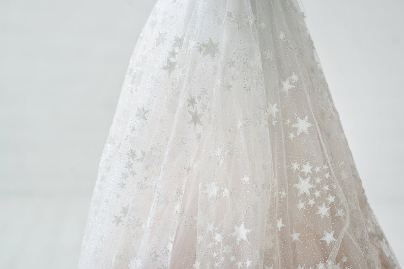 Celeste bridal overskirt with stars / celestial overskirt / detachable bridal train / detachable overskirt / celestial bridal accessory image 8