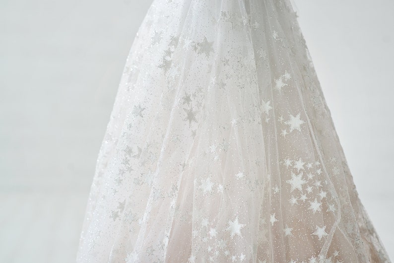 bridal overskirt with stars celestial overskirt detachable bridal train detachable overskirt celestial bridal accessory Celeste
