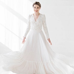 Olivia - cotton and linen wedding dress / rustic wedding dress / barn wedding dress / country bride / linen bridal down / eco wedding dress image 10