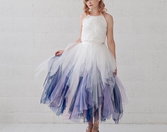 Galaxia Whimsical Short Tulle Skirt Bridesmaids Tulle Skirt Tea Length Bridal Skirt Galaxy Themed Tulle Skirt Cosmic Tulle Skirt Etsy