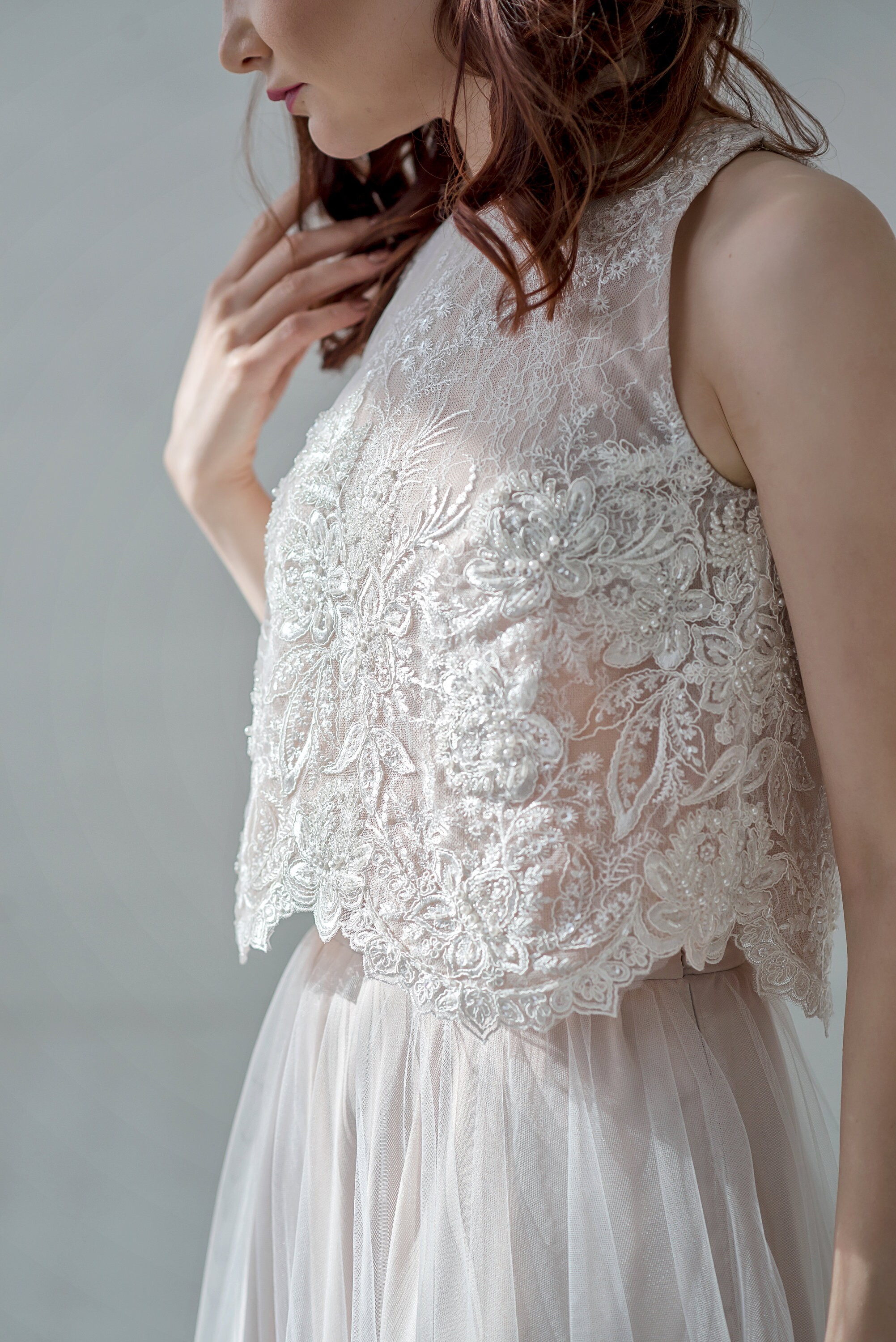 Zahara beaded luxurious bridal crop top