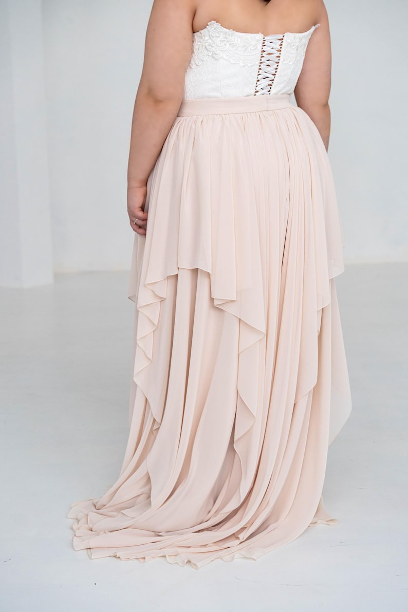 Delphine - bridal chiffon skirt / asymmetrical hemline skirt / flowing chiffon wedding skirt / layered chiffon bridal skirt image 6