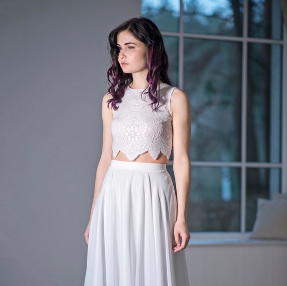 bridal crop top lace