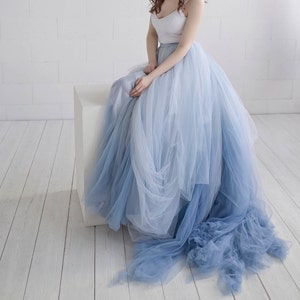 Nora ombre bridal skirt / tulle wedding skirt / tulle bridal skirt / dusty blue bridal skirt / custom ombre dyed tulle floor length skirt image 5