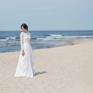 Eirene modest wedding dress / simple wedding dress / bridal separates / two piece wedding dress / winter wedding dress image 2