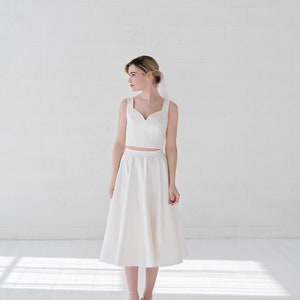 Josephine short wedding dress / simple bridal gown / courthouse wedding dress / sweetheart wedding dress / wedding crop top and skirt image 5